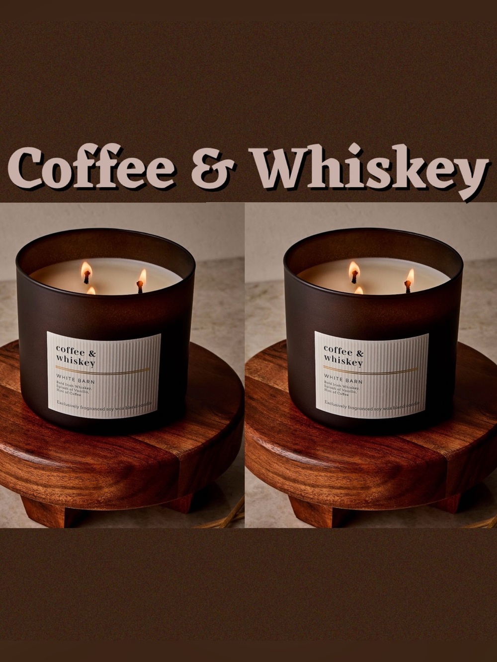 Bath And Body Works Coffee & Whiskey 3 Wick Candles